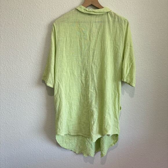 Made in Italy Women's Medium Embroidered Dress Lime Green Linen Cotton Blend - Picture 9 of 9